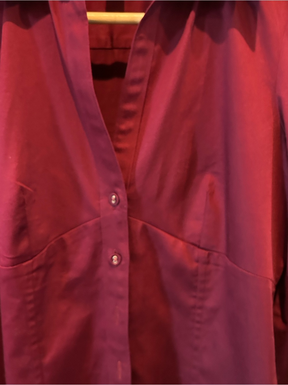Banana Republic Women's Berry Sateen cotton puff sleeve Button-Down Blouse - Picture 5 of 12